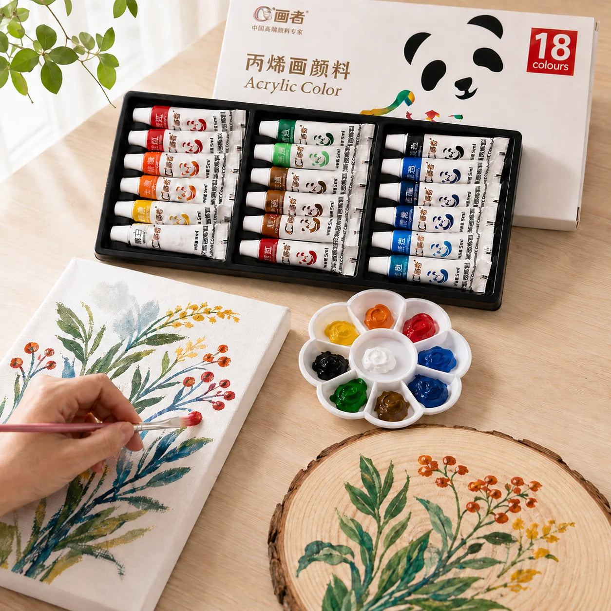 Acrylic Paint Set — Complete Art Kit with Brushes and Palette