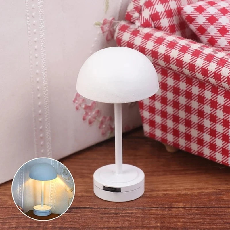Miniature Dollhouse Table Lamp — Modern Bedside Reading Light Decor