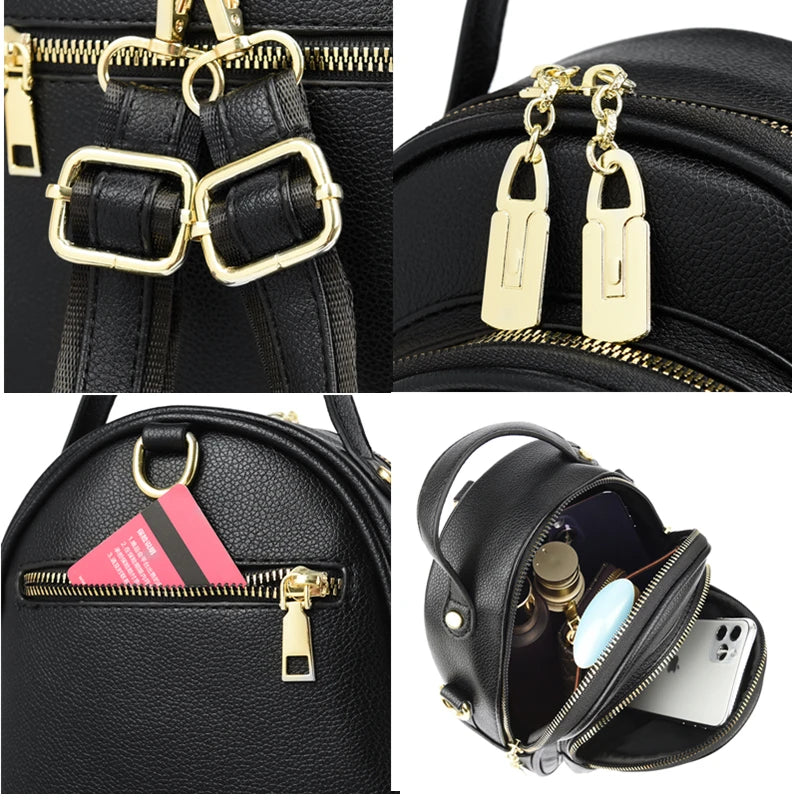 badiman Luxury Mini Leather Backpack — Stylish Small Shoulder Bag for Women