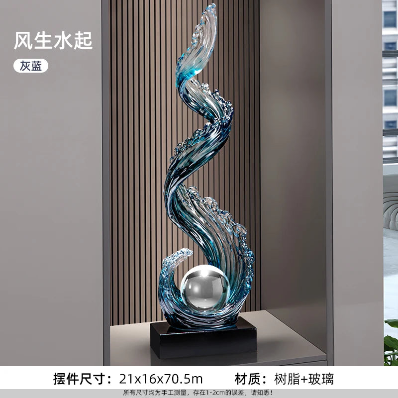 Abstract Resin Sculpture Decor — Modern Vertical Art for Living Room