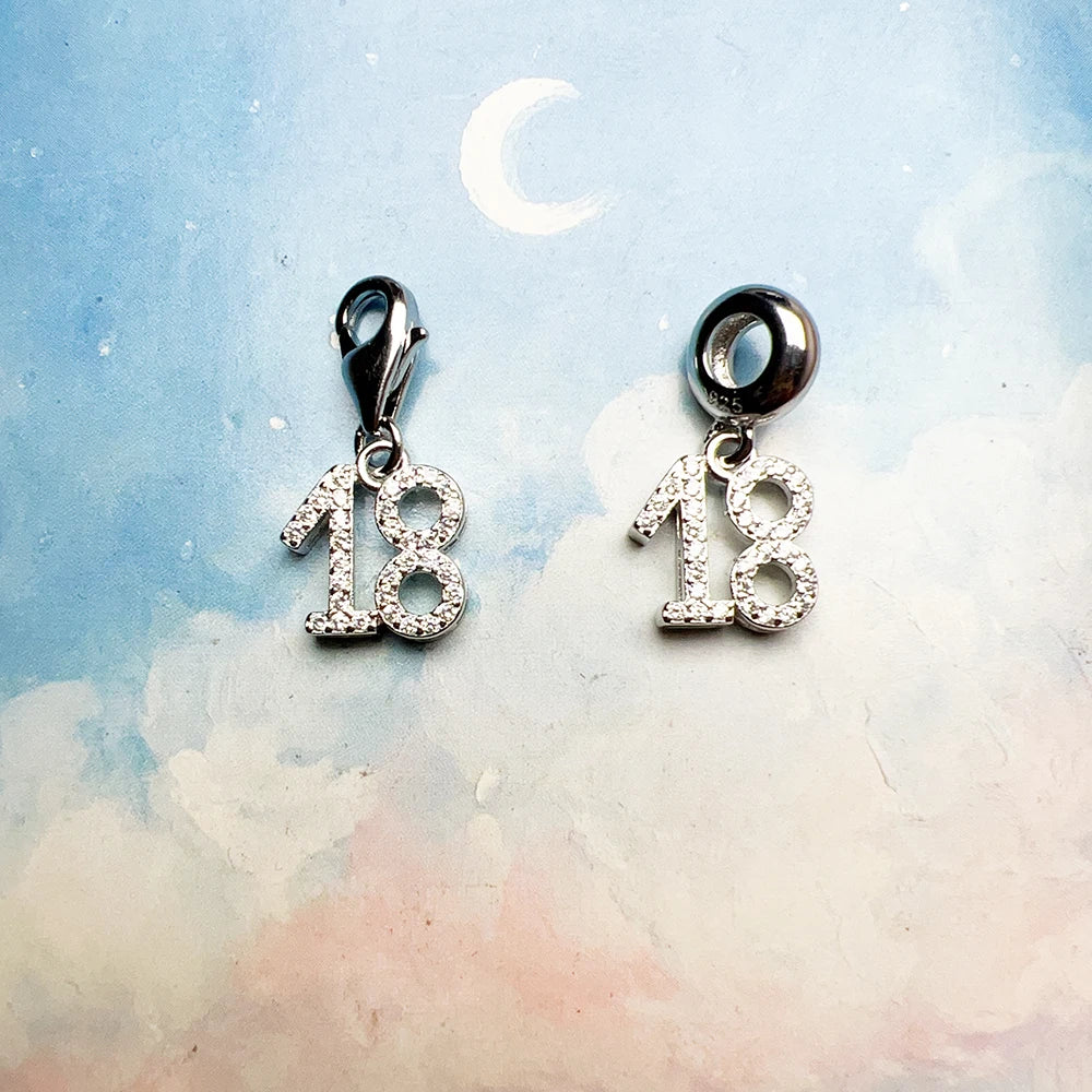 Thaddaeus Number 18 Charm Pendant — 925 Sterling Silver Birthday Jewelry
