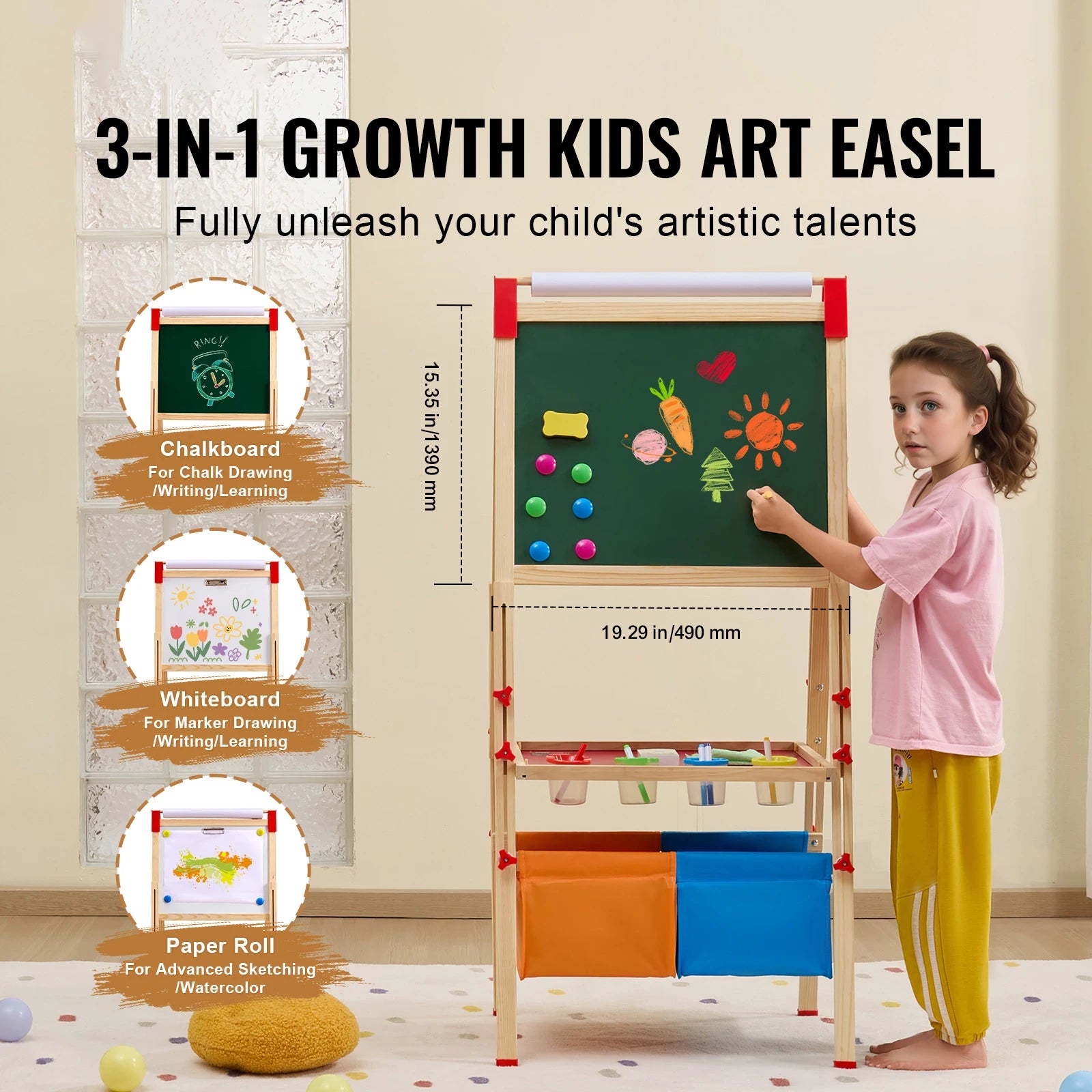 SucceBuy Children Magnetic Drawing Board — Adjustable Art Easel for Creative Play