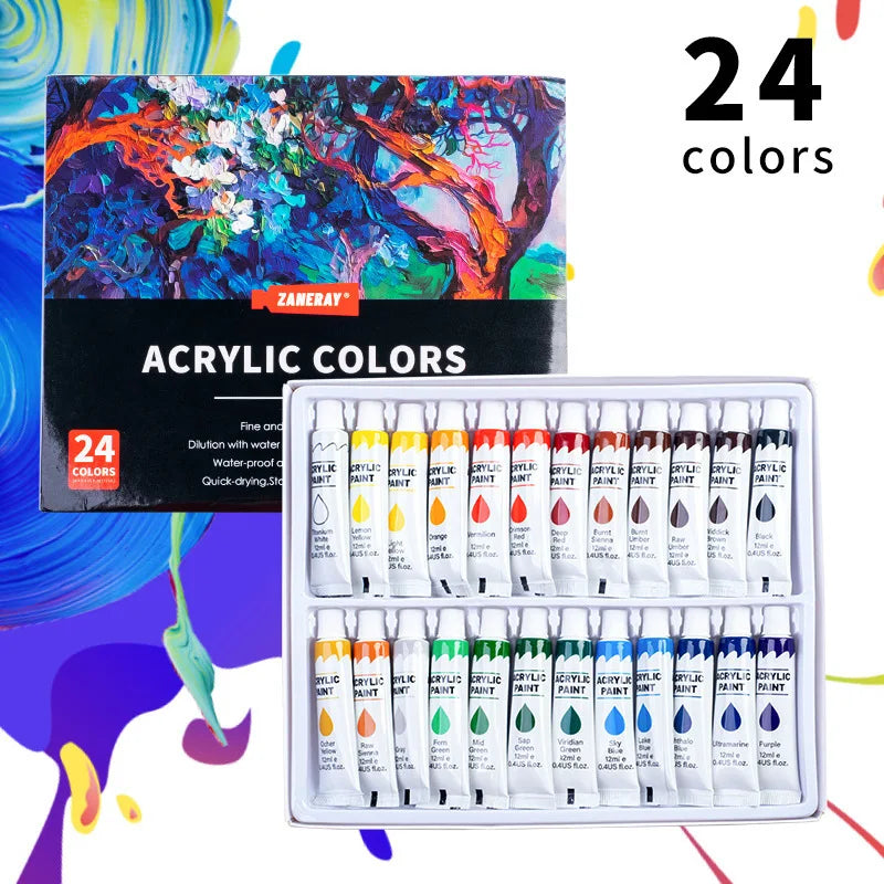 Vibrant Acrylic Paint Tube Set — Multi-Surface Art Supplies for DIY Crafts