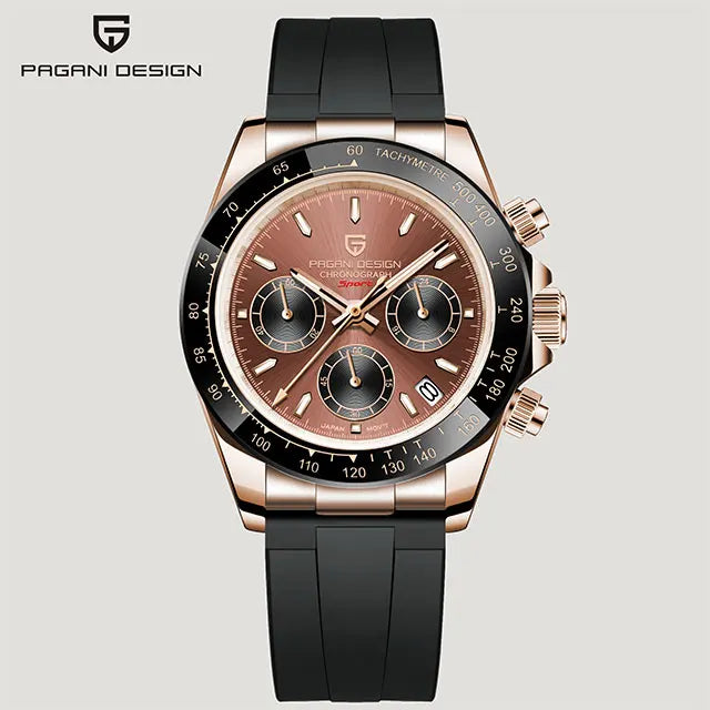 PAGANI DESIGN Men's Quartz Chronograph — Ceramic Bezel & Sapphire Glass Watch