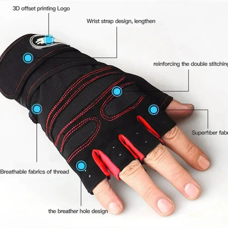 Half Finger Sports Gloves — Non-Slip Wrist Support for Gym & Cycling