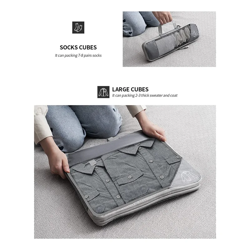 FGHGF Lightweight Packing Cubes Set — 6-Piece Suitcase Organizer with Shoe Bag