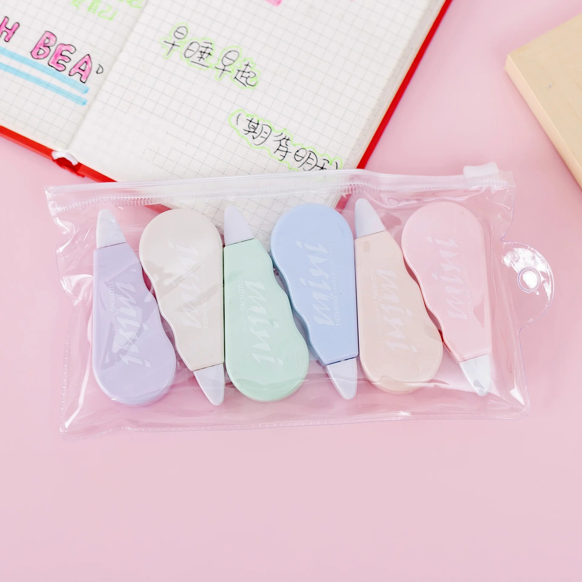 6-Piece Correction Tape Set — Cute Mechanical Design for School & Journaling