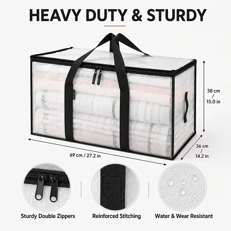 Heavy-Duty Moving Storage Bags — Foldable Zippered Totes for Bedding & Clothes