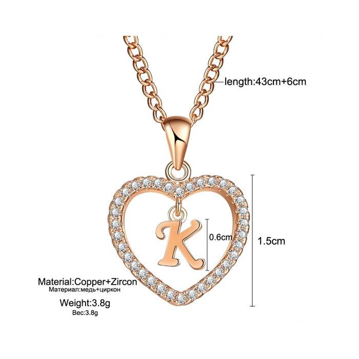 Customizable Initial Heart Pendant Necklace — Zircon Accented Jewelry