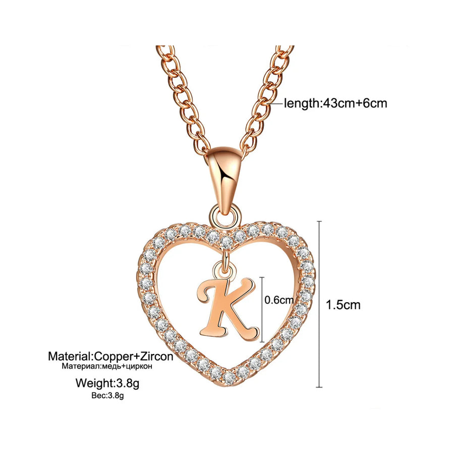 Customizable Initial Heart Pendant Necklace — Zircon Accented Jewelry