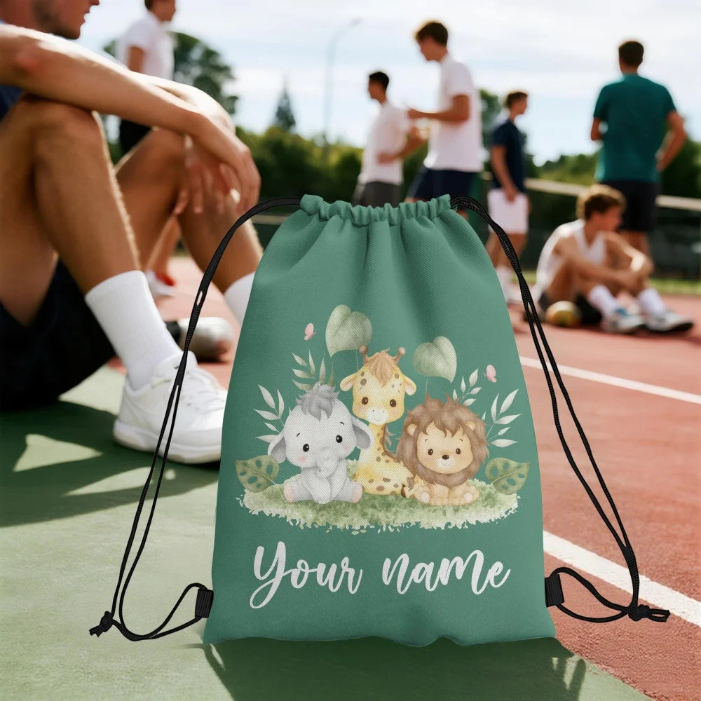 Animal Print Drawstring Bag — Versatile Lightweight Storage Pouch