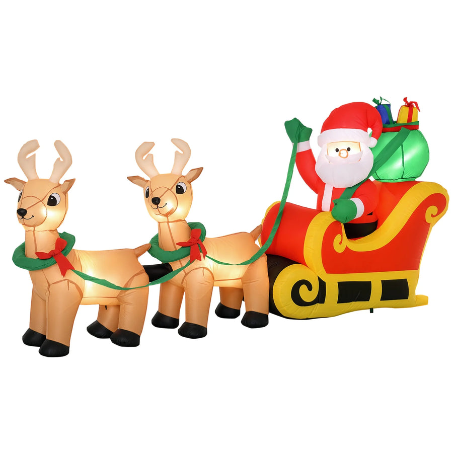 HOMCOM 8' Inflatable Santa Claus Sleigh — Outdoor Christmas Display with LEDs