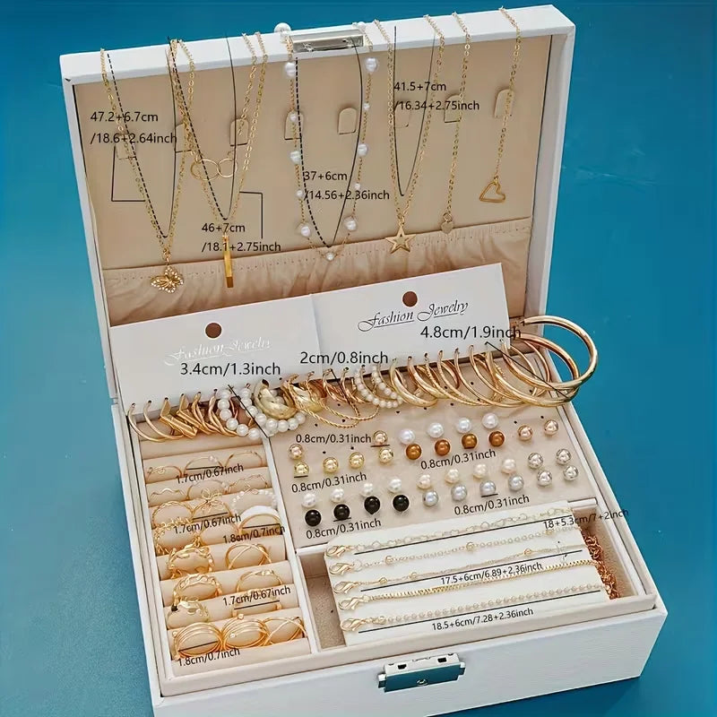 86 Piece Fashion Jewelry Set — Bohemian Pearl and Gold Plated Accessories