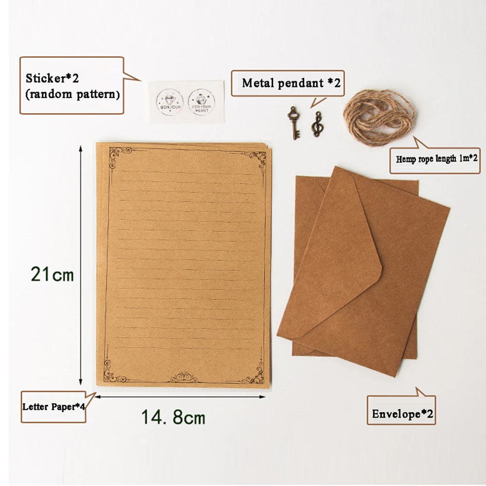 Kraft Paper Stationery Set — European Style Invitation Envelopes & Letter Pads