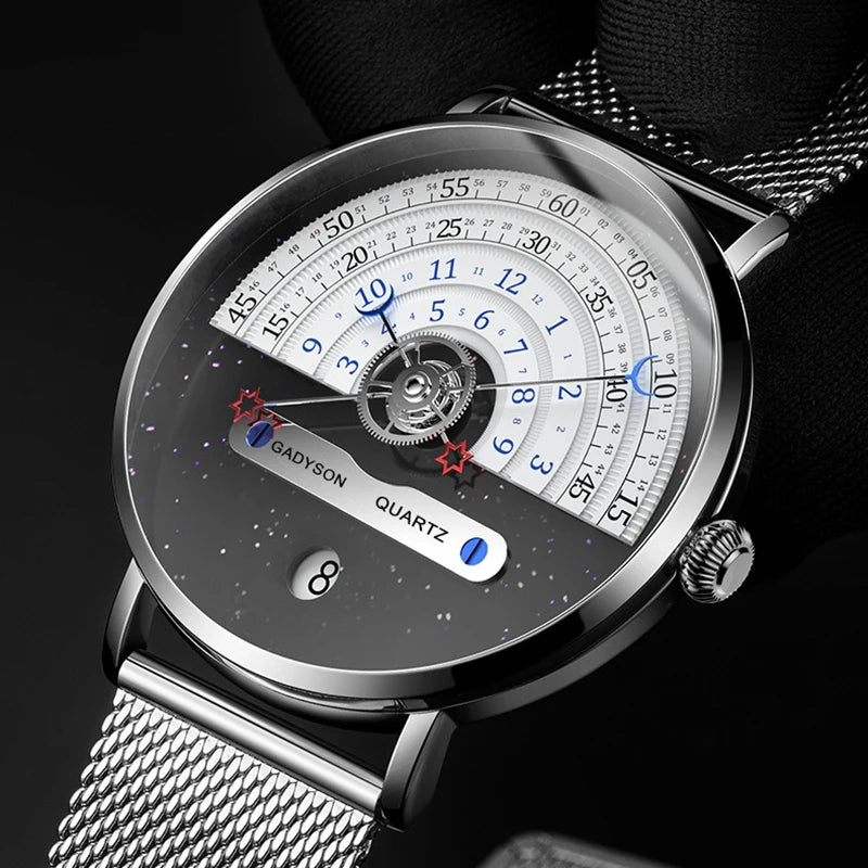 Men's Business Quartz Watch — Fashionable Stainless Steel Wristwatch with Auto Date