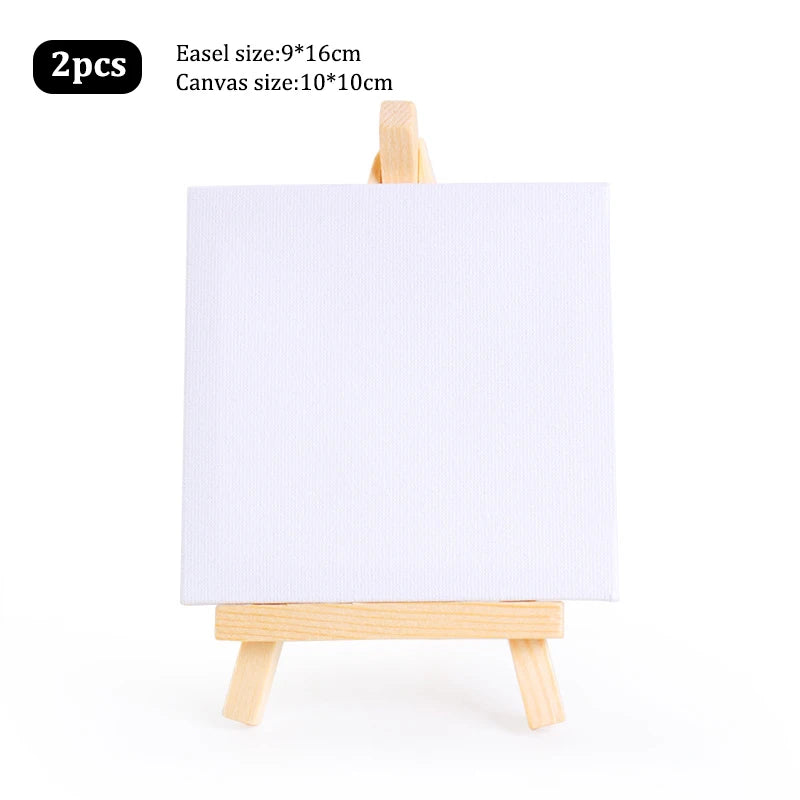 Mini Wooden Easel and Canvas Set — Portable Desktop Art Kit for Painting