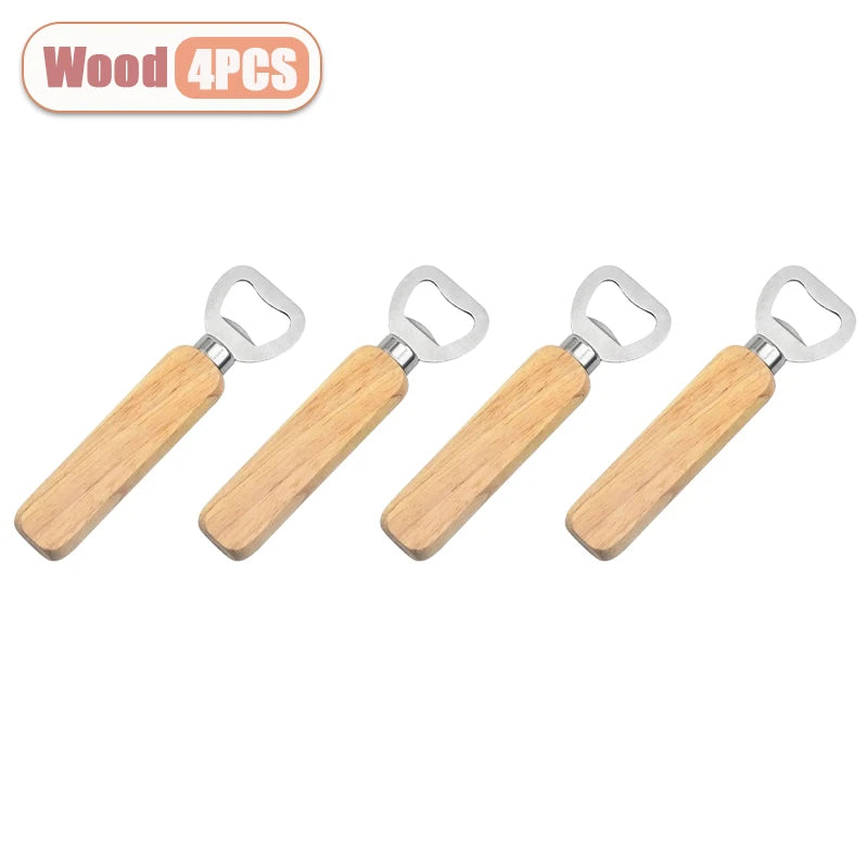 Stainless Steel and Wood Bottle Opener — Durable Manual Kitchen Tool
