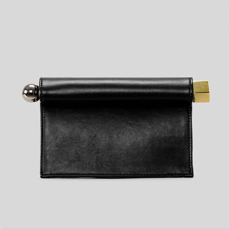 Elegant Sequined Clutch Bag — Stylish Evening Purse with Metal Handle