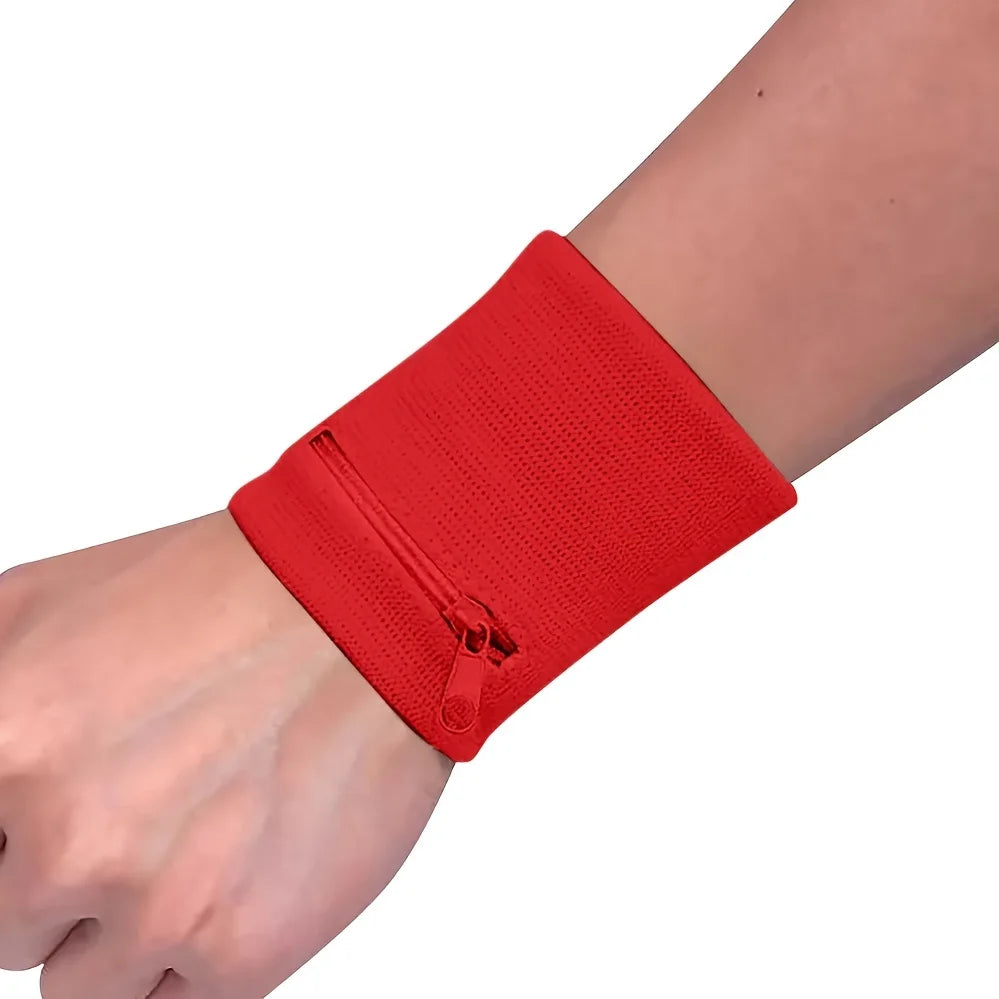 Zippered Wrist Sweatband Wallet — Secure Storage for Keys and Coins