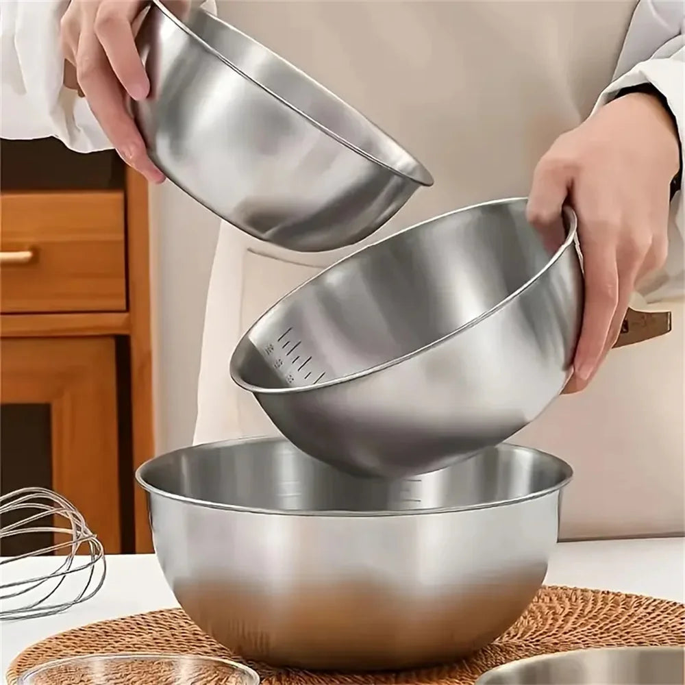 Stainless Steel Mixing Bowl Set — Versatile Kitchen Prep & Storage