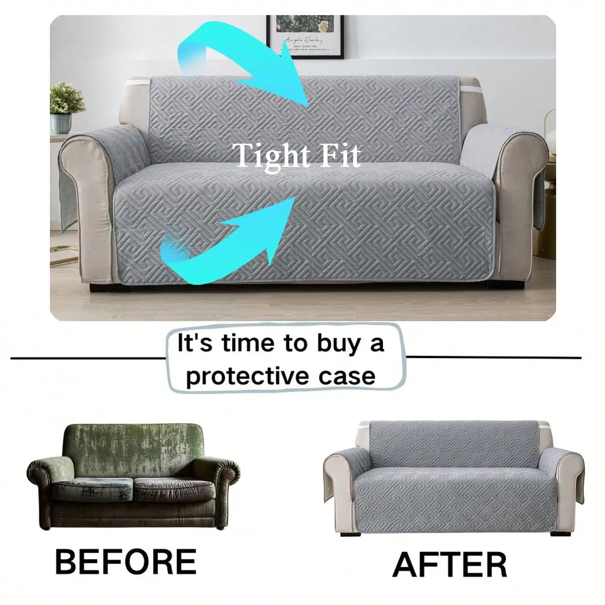 Quilted Sofa Cover — Water-Repellent & Pet-Friendly Slipcover