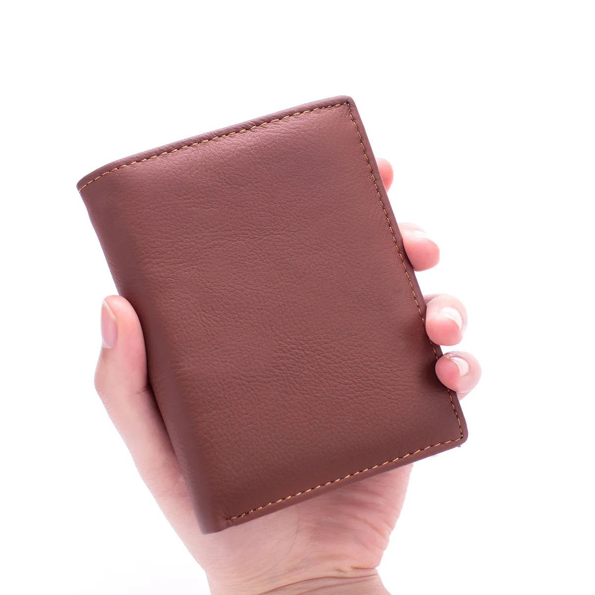 Men's Genuine Cow Leather Wallet — Vertical RFID Anti-Theft Business Purse
