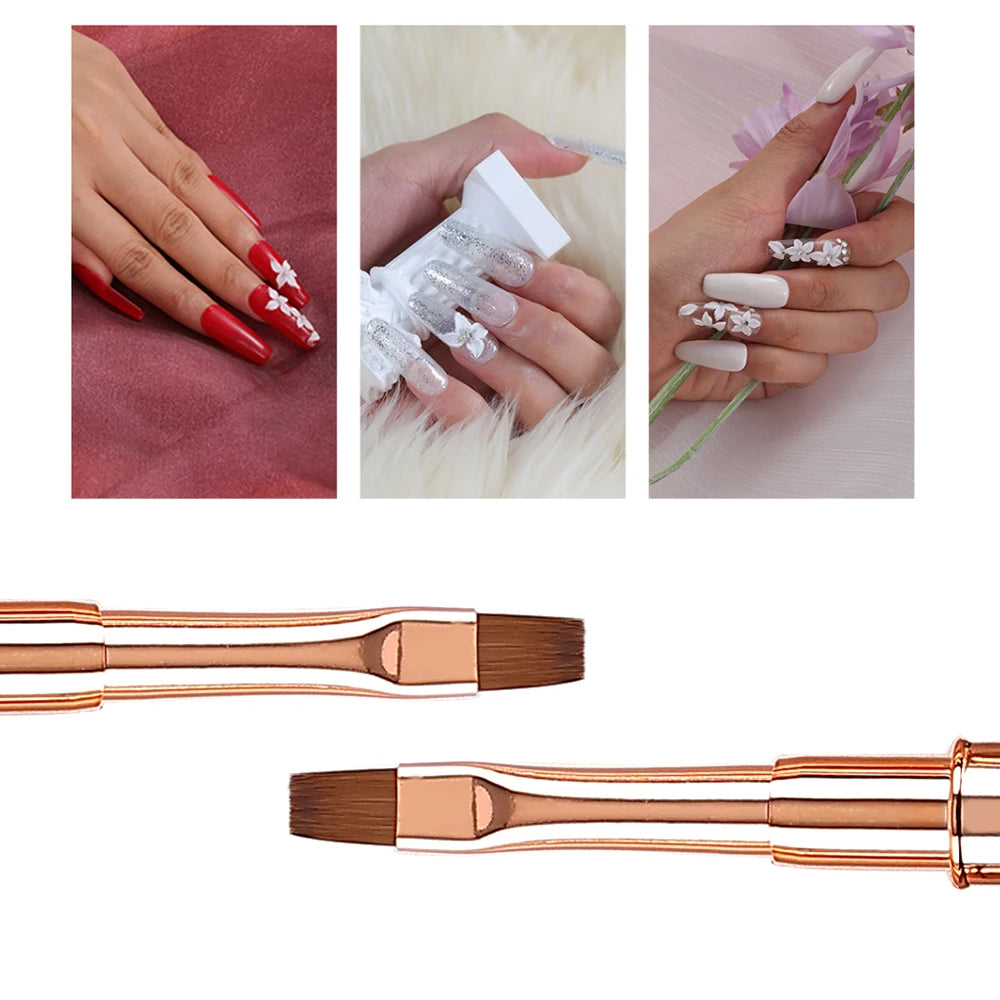Rose Gold Nail Art Brush Set — Professional Manicure & Acrylic Tools