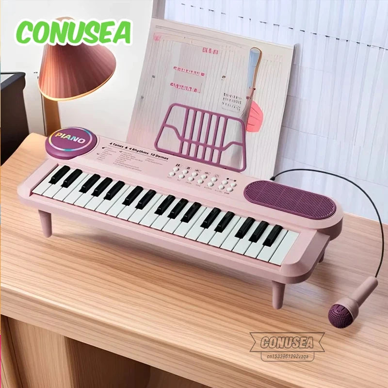 CONUSEA Kids Electric Piano — 37-Key Musical Learning Set with Microphone