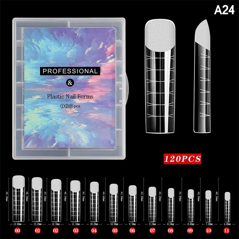 AQTOCNA Dual Form Nail Extension Tips — 120 Piece Quick Building Mold Set
