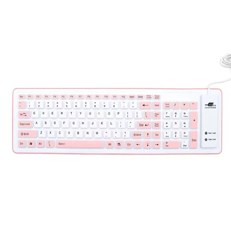 bkscy Flexible Silicone Keyboard — Waterproof Folding USB Wired Design