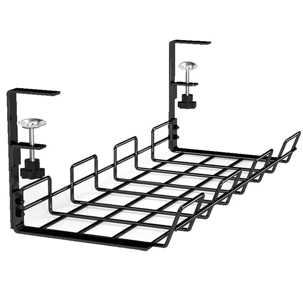 Under Desk Cable Management Tray — No-Drill Metal Wire Organizer