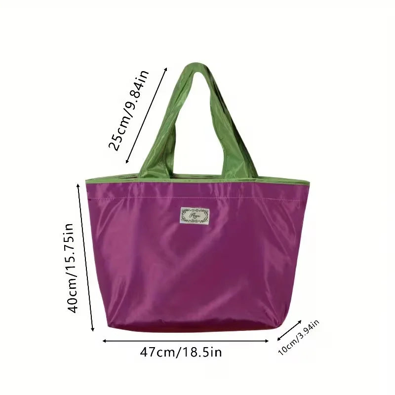 Large-Capacity Foldable Tote Bag — Lightweight Geometric Print Shopping Bag