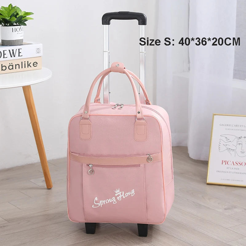 Rolling Travel Luggage Bag — Waterproof Oxford Cloth Suitcase with Wheels