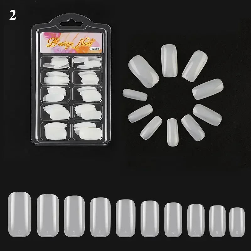 Natural Transparent Seamless Fake Nails — Full Coverage False Nail Tips