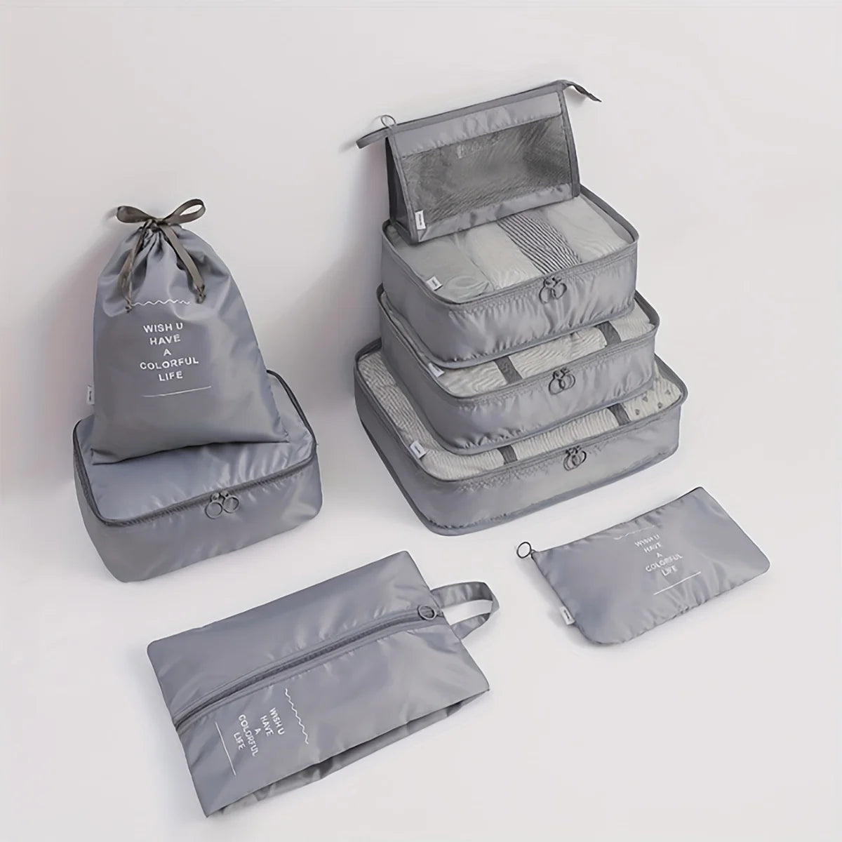Seven-Piece Travel Storage Bag Set — Luggage Organizer & Clothing Sorting Kit