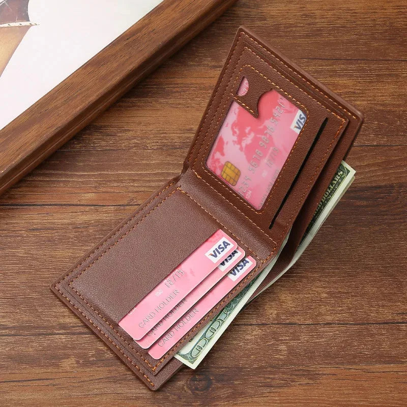 Slim Leather Bifold Wallet — Minimalist Front Pocket Card Holder