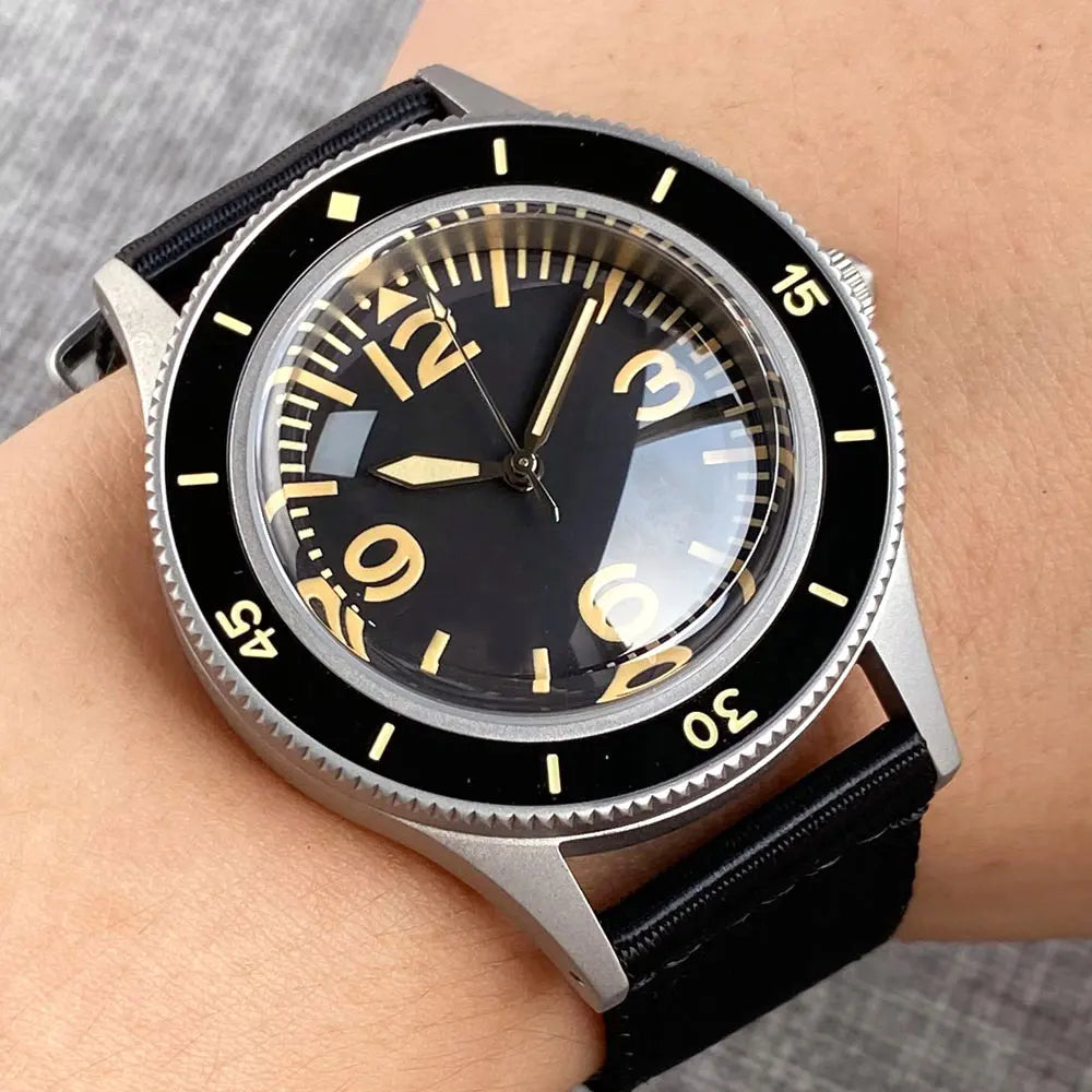 Tandorio Automatic Mechanical Diving Watch — Luminous Sapphire Glass, Black Dial