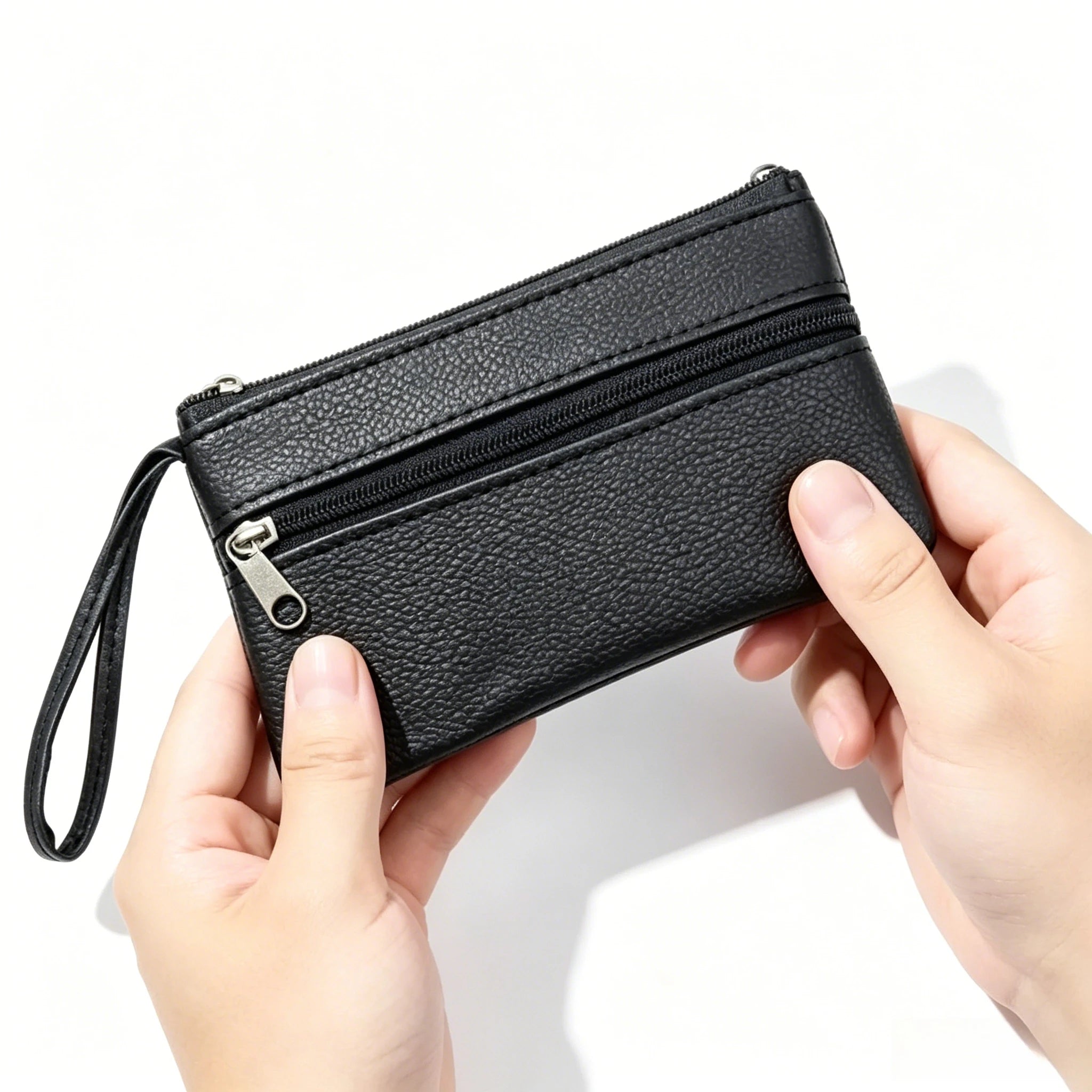 Compact Leatherette Coin Purse — Small Zippered Wallet for Change and Keys