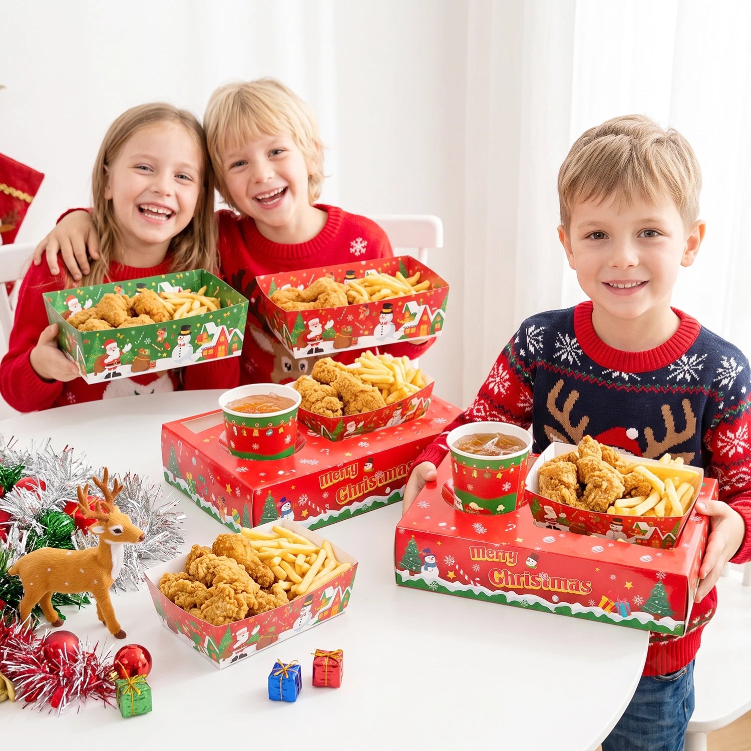 Christmas Party Snack Tray Set — 36 Piece Movie Night Serving Trays