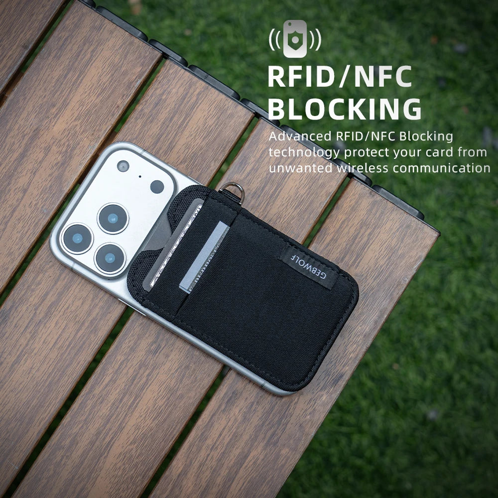 Slim Minimalist Card Holder — RFID Blocking Wallet with Elastic Pocket