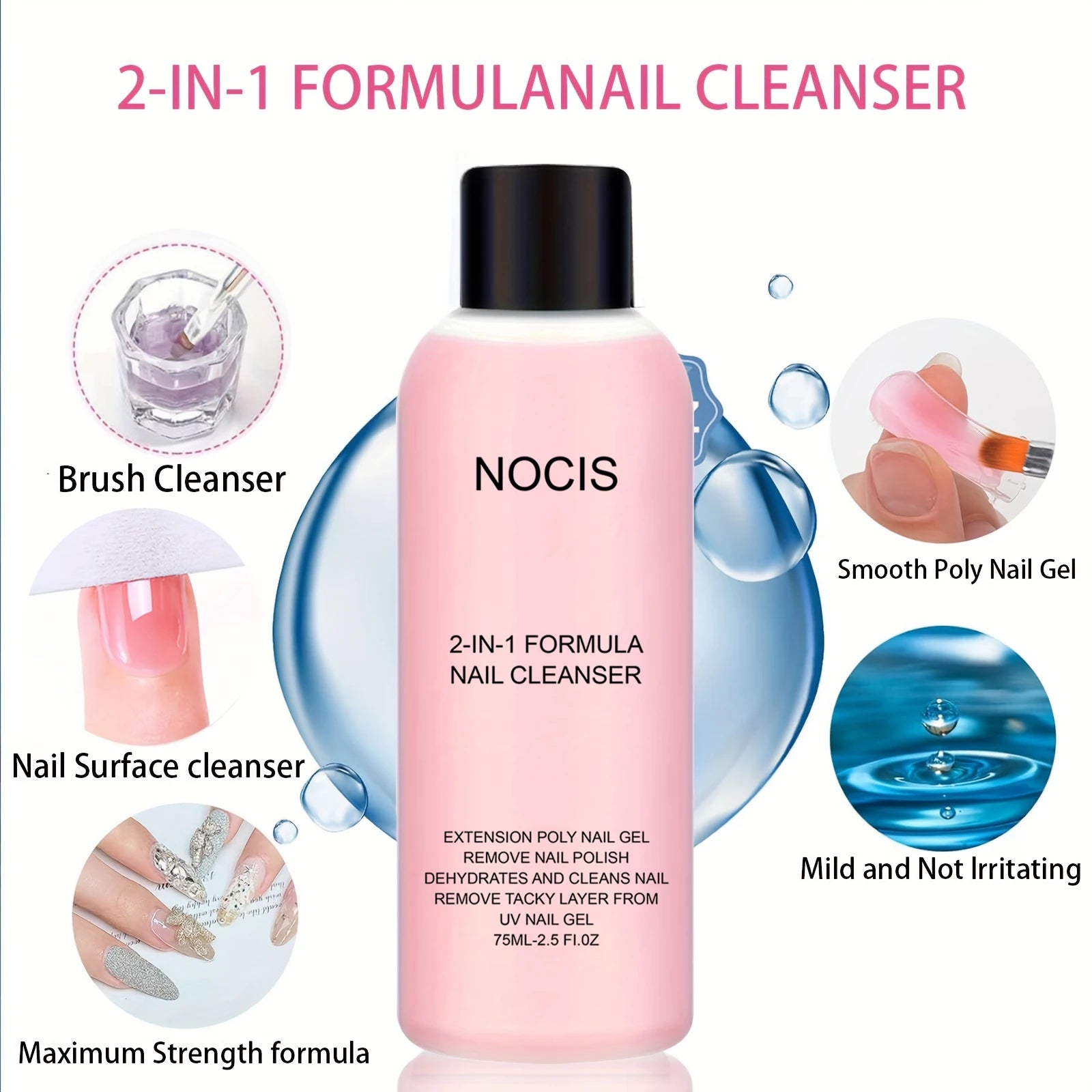 NOCIS 2-in-1 Gel Cleanser — Professional Polish Remover & Slip Solution