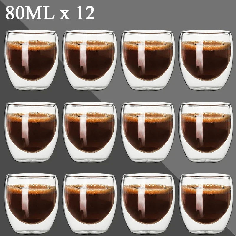 Double Wall Glass Cup Set — Heat Resistant Handmade Drinkware