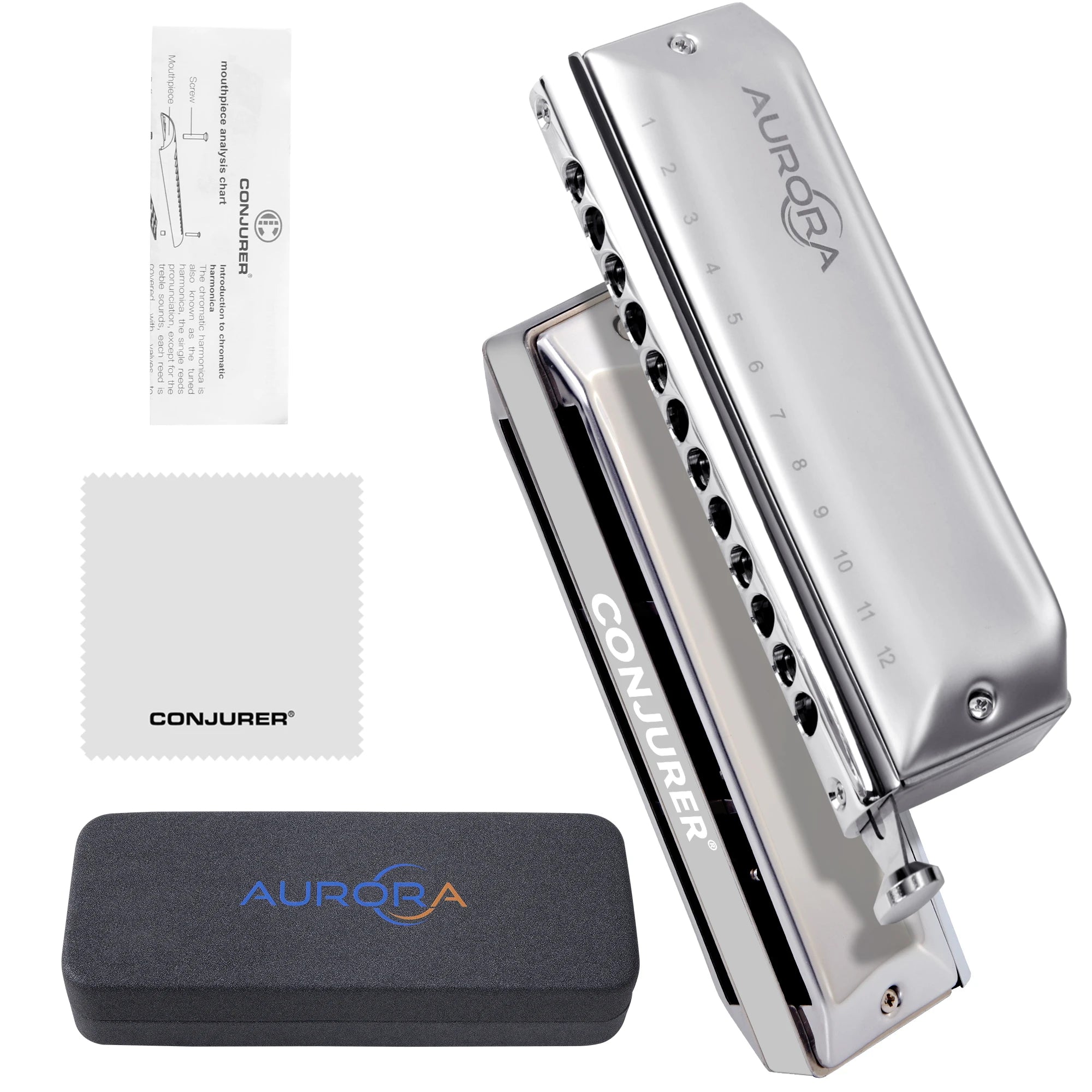 conjurer Aurora Chromatic Harmonica — 12-Hole Professional Musical Instrument
