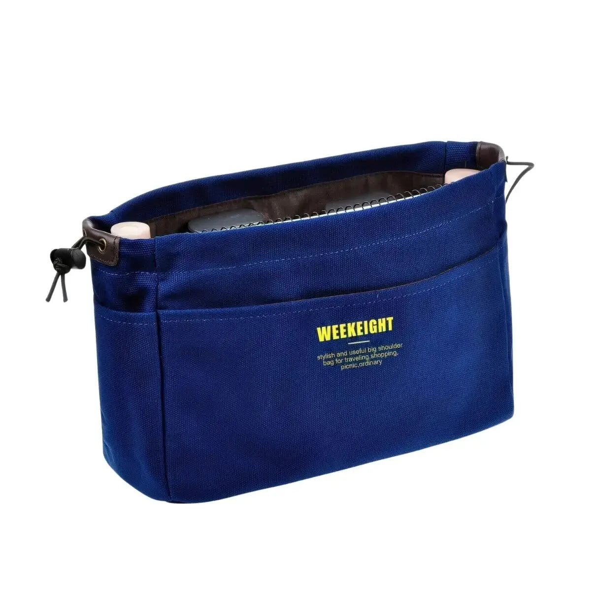 Canvas Drawstring Storage Bag — Multi-Pocket Portable Organizer