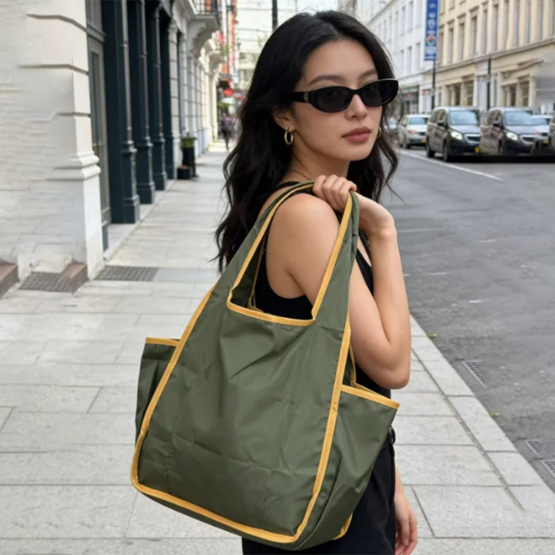 Foldable Reusable Grocery Bag — Durable Portable Tote with Wide Handles