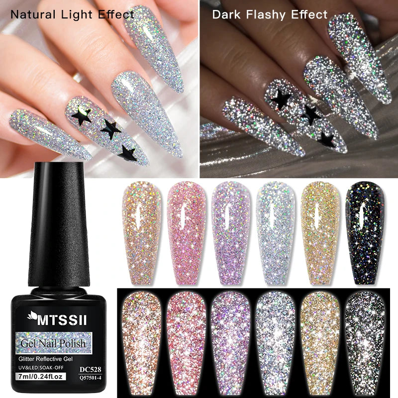 Mtssii Reflective Glitter Gel Nail Polish — Sparkling Holographic Effect