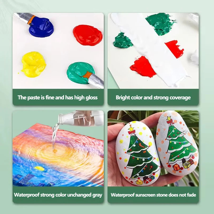 Vibrant Acrylic Paint Set — Waterproof Pigmented Colors for DIY Crafts