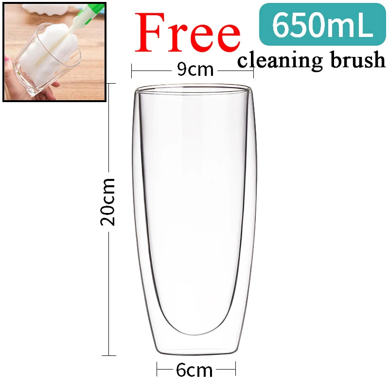 Double Wall Glass Cup Set — Heat Resistant Handmade Drinkware