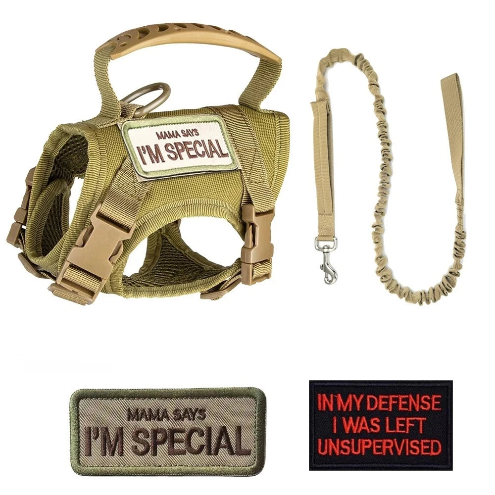 Tactical Pet Chest Harness — Breathable Nylon Vest with Leash for Dogs and Cats
