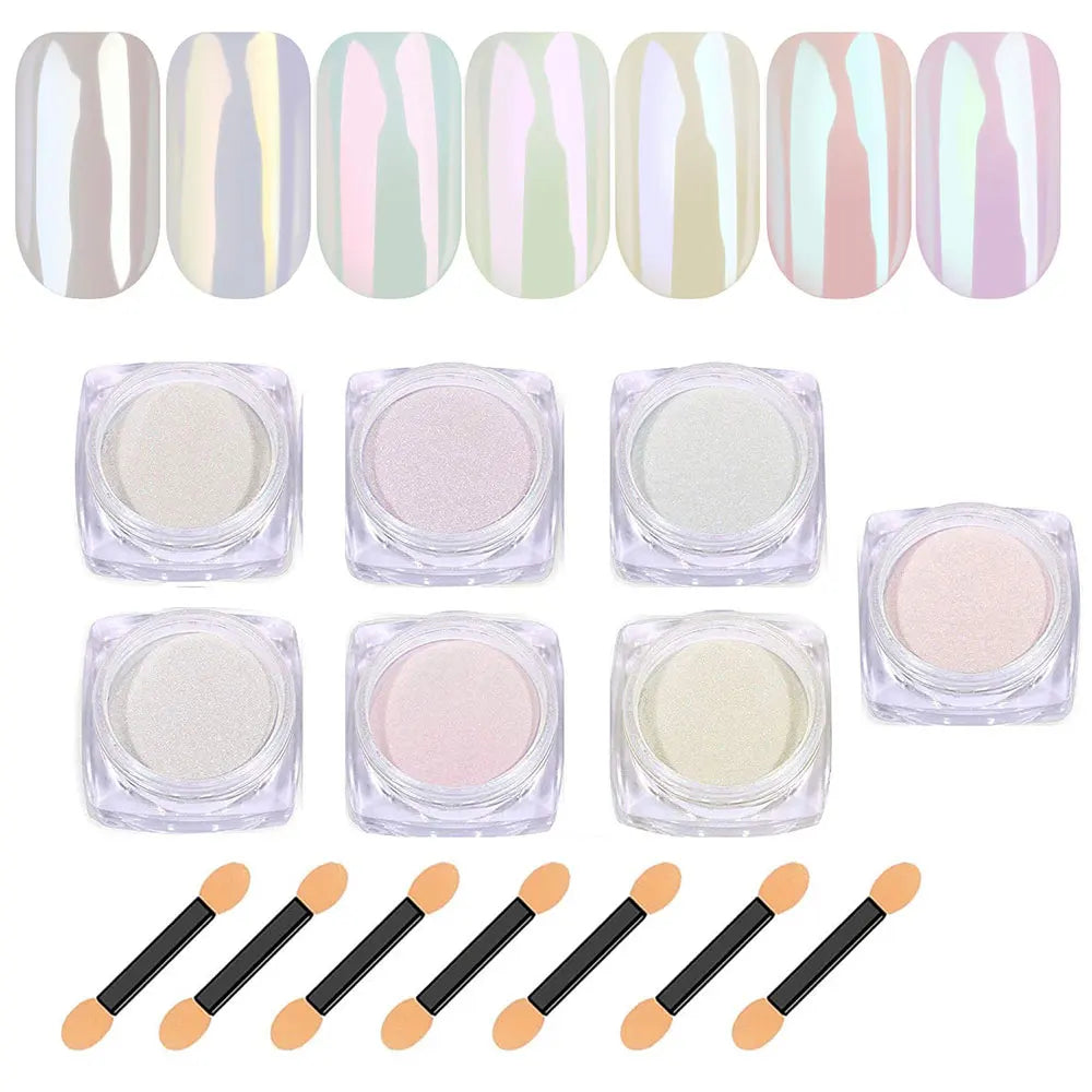 MingLee Aurora Chrome Nail Powder — Holographic Mirror Effect Set